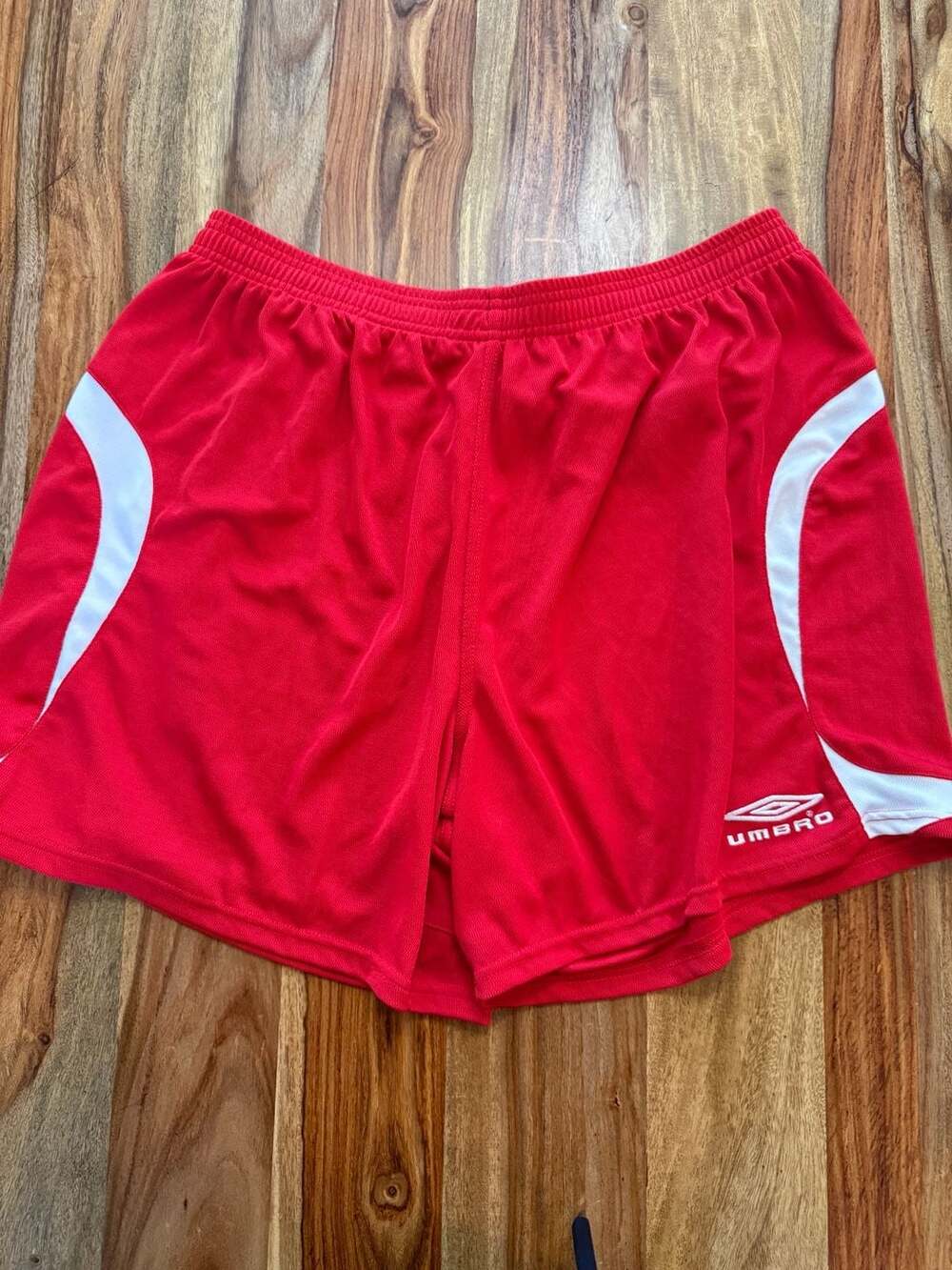 Umbro Men's Red and White Athletic Soccer Shorts Size XL
